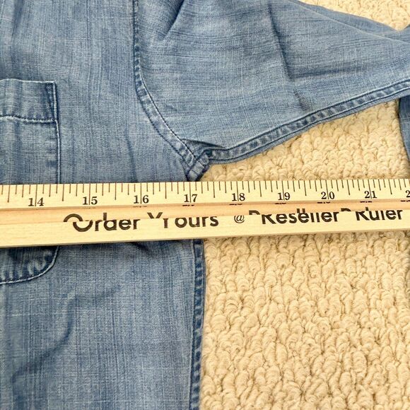 Untuckit Dress Womens 0 Long Sleeve Denim Button Up Shirtdress Pockets Stretch - Picture 11 of 14